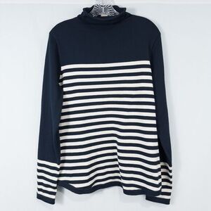 Duluth Trading Co S'no Sweat Turtleneck Sweater Womens‎ Large Navy Striped 22810